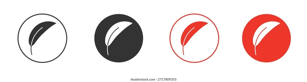 Ícones de pena simples plana silhueta vetor ilustração