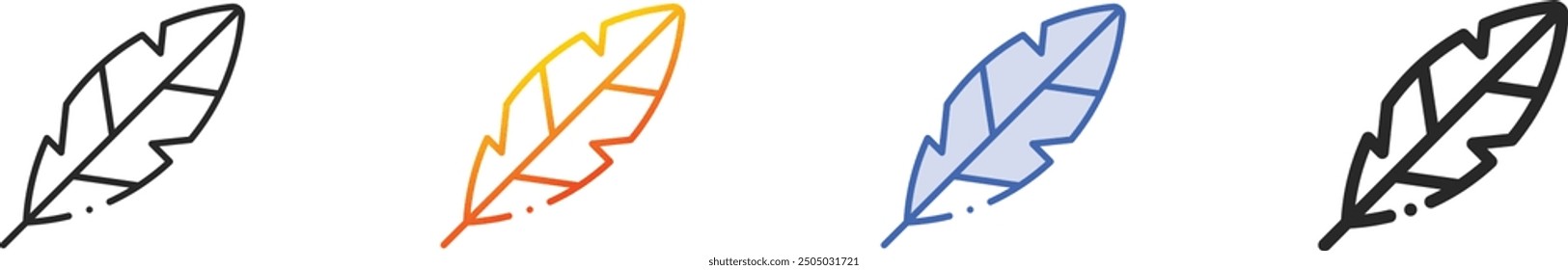 feather icon.Thin Linear, Gradient, Blue Stroke and bold Style Design Isolated On White Background