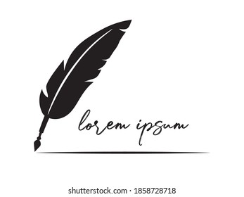 Feather Illustration, Black and White Vector Design
