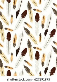 Feather illustration, T-shirt graphics, Seamless Pattern.