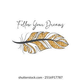Feather illustration, vector design for fashion