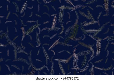 The feather illustrations background abstract, hand drawn. Cartoon style vector graphic.