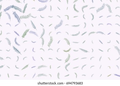 The feather illustrations background abstract, hand drawn. Cartoon style vector graphic.