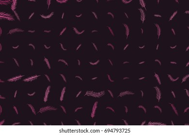 The feather illustrations background abstract, hand drawn. Cartoon style vector graphic.