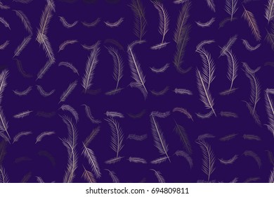 The feather illustrations background abstract, hand drawn. Cartoon style vector graphic.