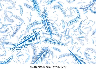 The feather illustrations background abstract, hand drawn. Cartoon style vector graphic.