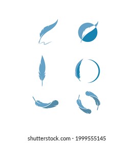 Plantilla vectorial de logotipo de ilustraciones de plumas
