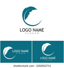 Feather ilustration logo vector template design