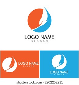 Diseño de plantilla vectorial de logotipo de ilustraciones de plumas