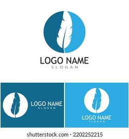 Diseño de plantilla vectorial de logotipo de ilustraciones de plumas