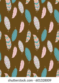 Feather indian seamless pattern. Vector illustration