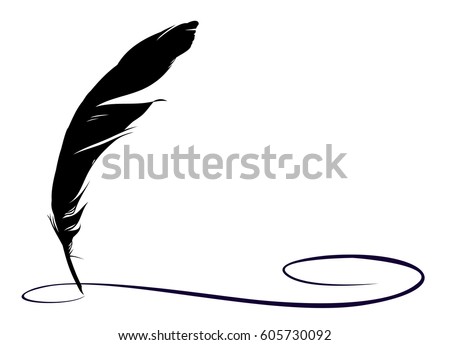 Feather with ink. 