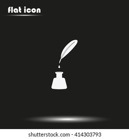 Feather and ink bottle icon.