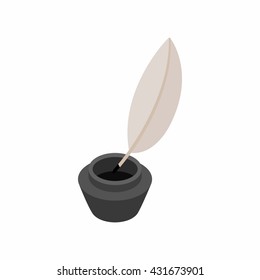 Feather and ink bottle icon