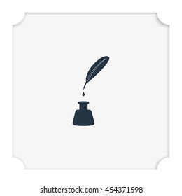 Feather and ink bottle icon.