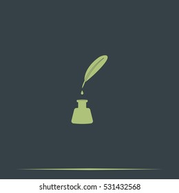 Feather and ink bottle icon.