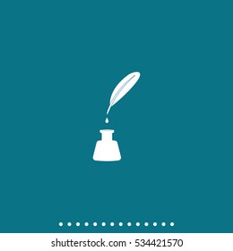 Feather and ink bottle icon.