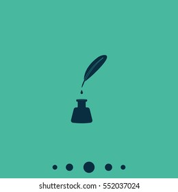 Feather and ink bottle icon.