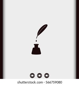 Feather and ink bottle icon.