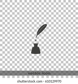Feather and ink bottle icon.