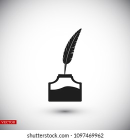 feather and ink bottle icon, best flat icon EPS