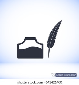 feather and ink bottle icon, best flat icon EPS
