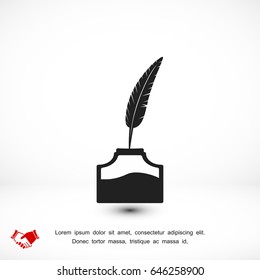 feather and ink bottle icon, best flat icon EPS