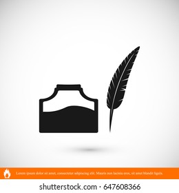 feather and ink bottle icon, best flat icon EPS