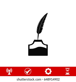 feather and ink bottle icon, best flat icon EPS