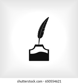 feather and ink bottle icon, best flat icon EPS