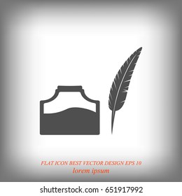 feather and ink bottle icon, best flat icon EPS