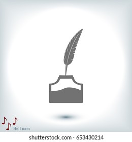 feather and ink bottle icon, best flat icon EPS