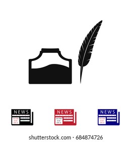 feather and ink bottle icon, best flat icon EPS