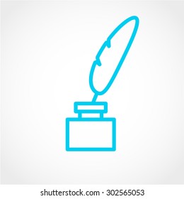 Feather and ink bottle Icon Isolated on White Background