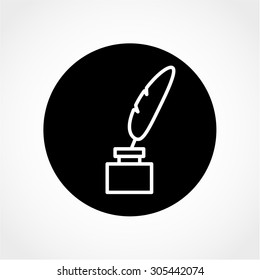 Feather and ink bottle Icon Isolated on White Background