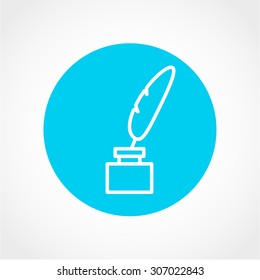 Feather and ink bottle Icon Isolated on White Background
