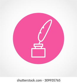 Feather and ink bottle Icon Isolated on White Background