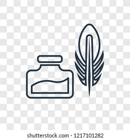 Feather and Ink concept vector linear icon isolated on transparent background, Feather and Ink concept transparency concept in outline style
