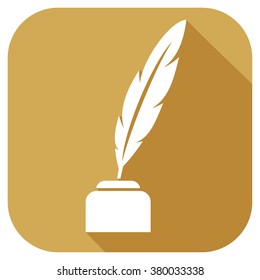 feather with ink flat icon