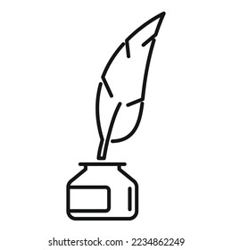 Feather ink icon outline vector. Activity scenario. Shoot client