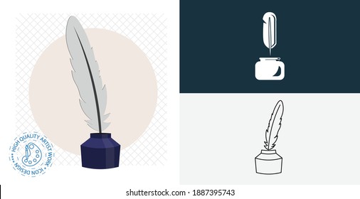 icono de vector aislado de tinta de plumas. elemento de diseño sólido de línea