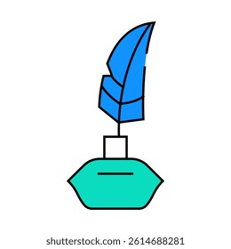 feather with ink line icon vector. feather with ink sign. isolated symbol illustration