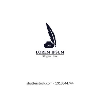 Feather ink pen logo illustartion design
