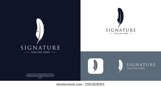feather ink pen logo silhouette vector logo design for your business company identity