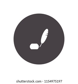 feather and ink pot vector icon illustration 