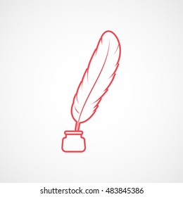 Feather Ink Red Flat Icon On White Background