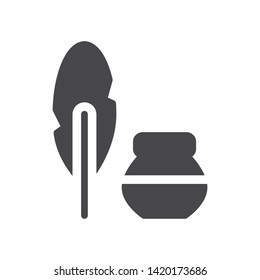 Feather, ink vector icon, simple sign for web site and mobile app.