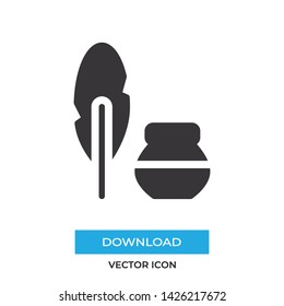 Feather, ink vector icon, simple sign for web site and mobile app.