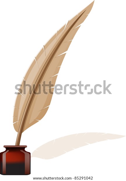 Feather Inkpot Vector Illustration Stock Vector (Royalty Free) 85291042