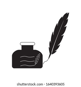 feather and inkwell icon symbol